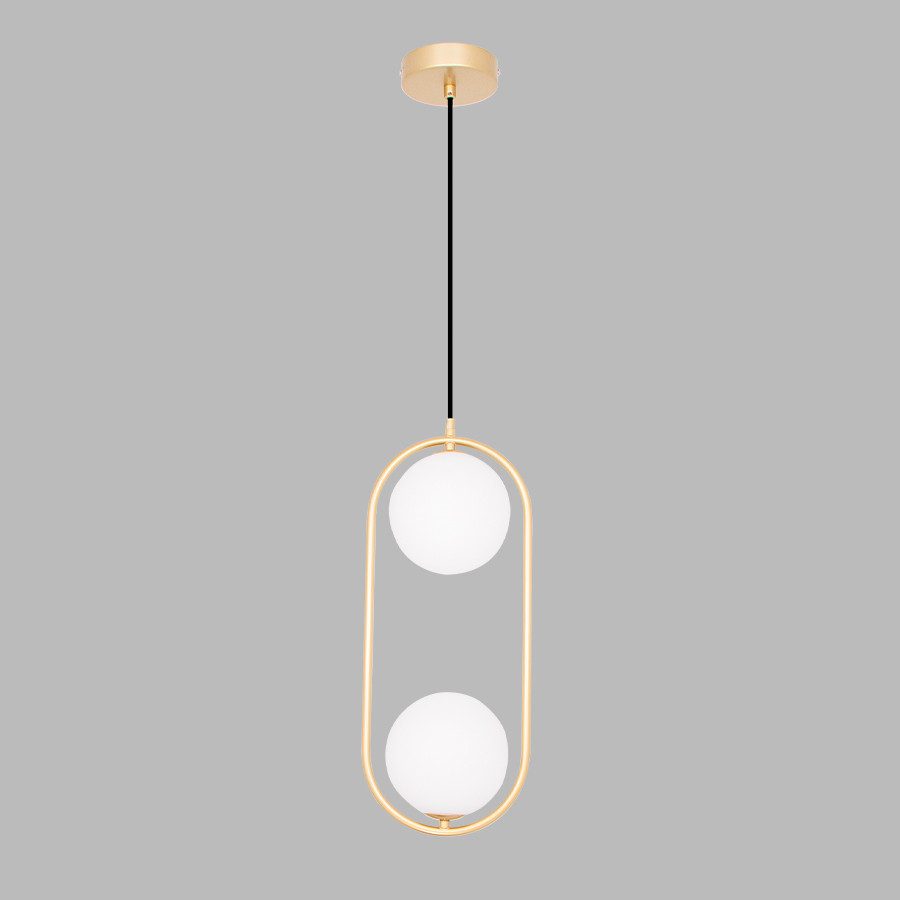 SUSPENSION 2XG9 DORE+VERRE BLANC L20 W12 H120